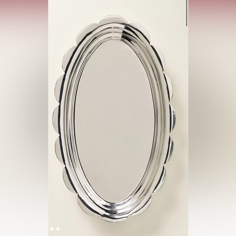 Anthropologie x Damson Madder 12” silver Serving Platter tray scalloped edges - Picture 2 of 6